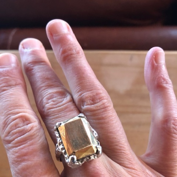RARE, Custom-Made DIGBY & IONA Sterling/Brass Cocktail Ring 6.25 - Picture 10 of 11
